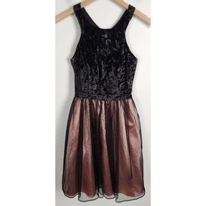 Eva Brazzi Cocktail Party Women's Sz. 2 Pink & Black Velvet Fit and Flare Dress